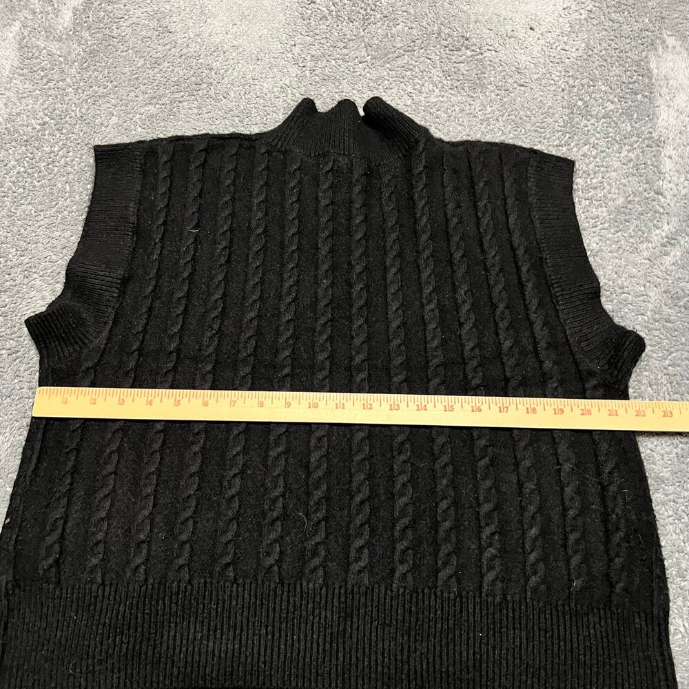 Cupcakes and Cashmere Sweater Vest Womens Large Black Knit Moc Neck Preppy - Picture 4 of 7